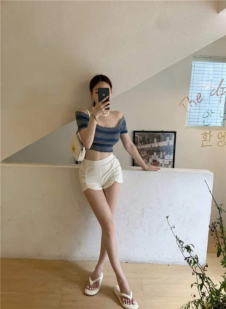 Women Tie-Dye Striped Off-Shoulder Top White Shorts 2025 — feature 16