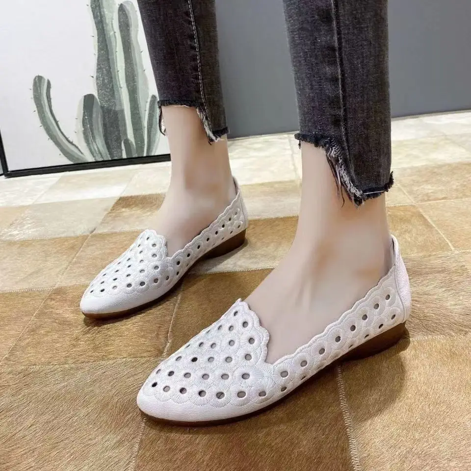 2022 Summer New Embroidered Hollow Ox-tendon-soled Casual Small Single-layer Shoes Fashionable Korean Style Retro sneaker Internet Celebrant - Image 7