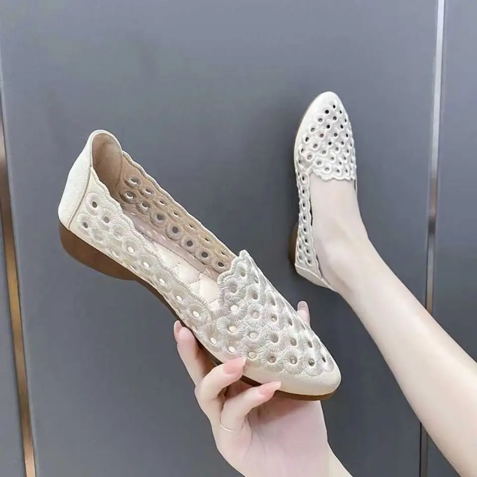 2022 Summer New Embroidered Hollow Ox-tendon-soled Casual Small Single-layer Shoes Fashionable Korean Style Retro sneaker Internet Celebrant - Image 2