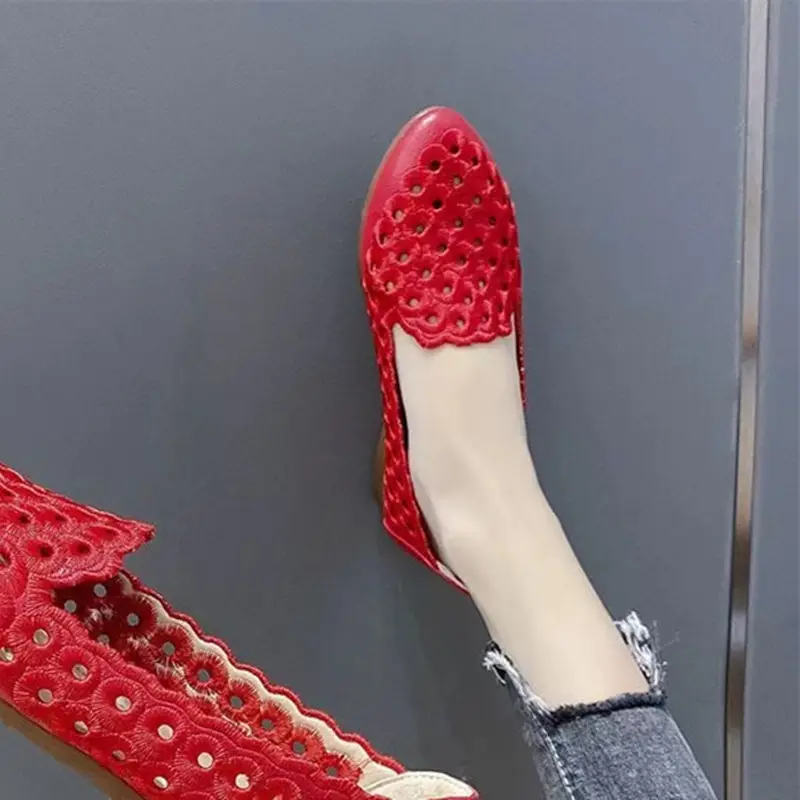 2022 Summer New Embroidered Hollow Ox-tendon-soled Casual Small Single-layer Shoes Fashionable Korean Style Retro sneaker Internet Celebrant - Image 3