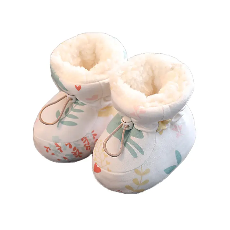 Winter Cotton Baby Shoes White Velvet 3-12M