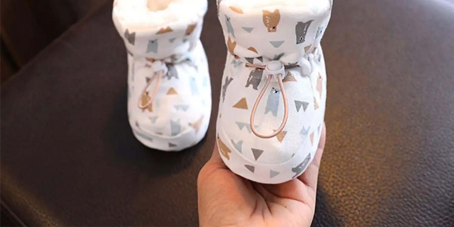 Winter Cotton Baby Shoes White Velvet 3-12M — feature 22