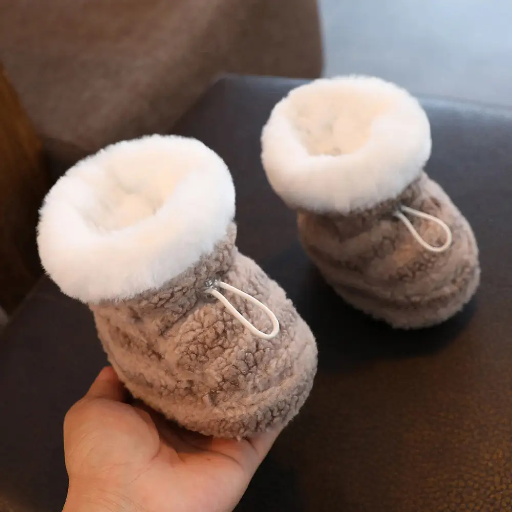 Winter Cotton Baby Shoes White Velvet 3-12M