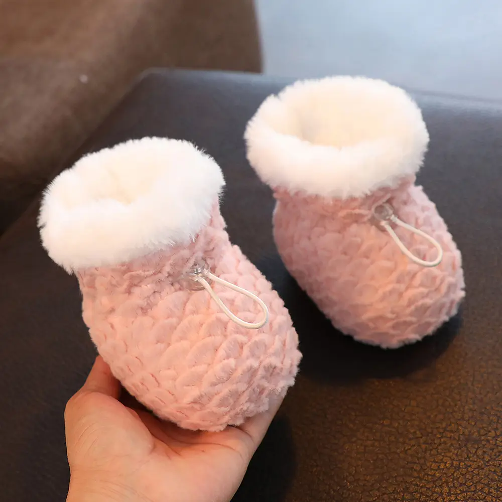 Winter Cotton Baby Shoes White Velvet 3-12M