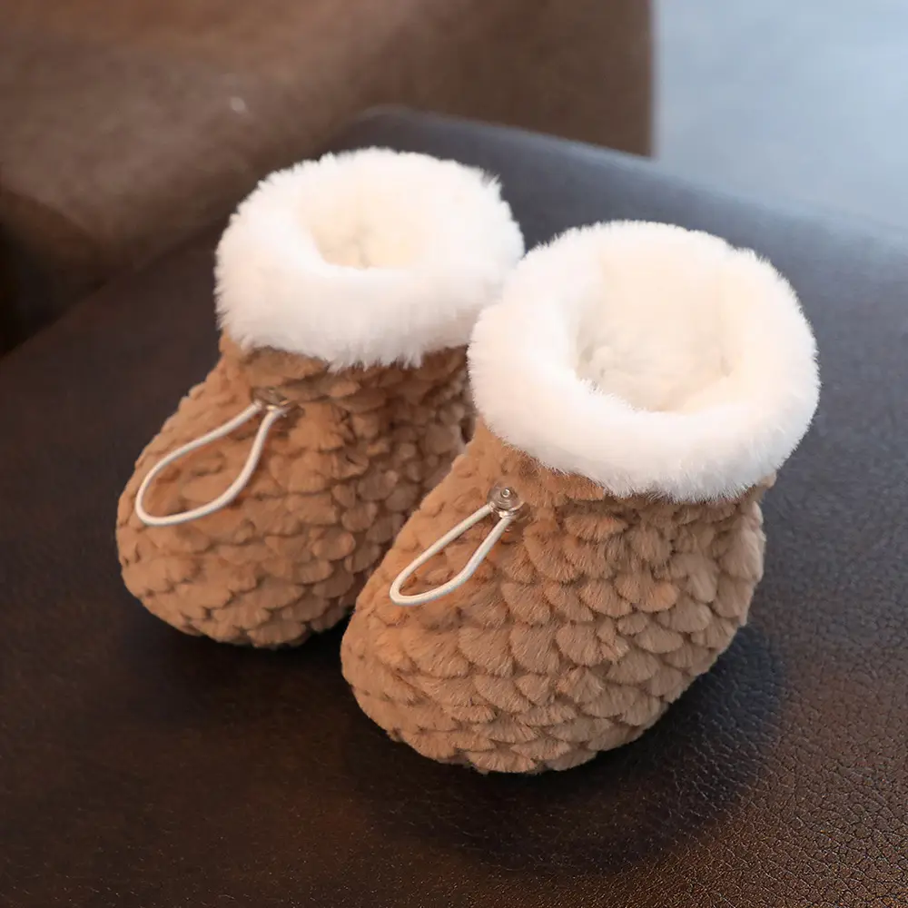 Winter Cotton Baby Shoes White Velvet 3-12M