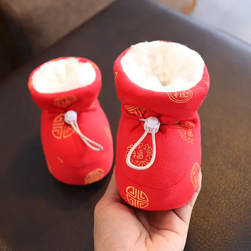 Winter Cotton Baby Shoes White Velvet 3-12M