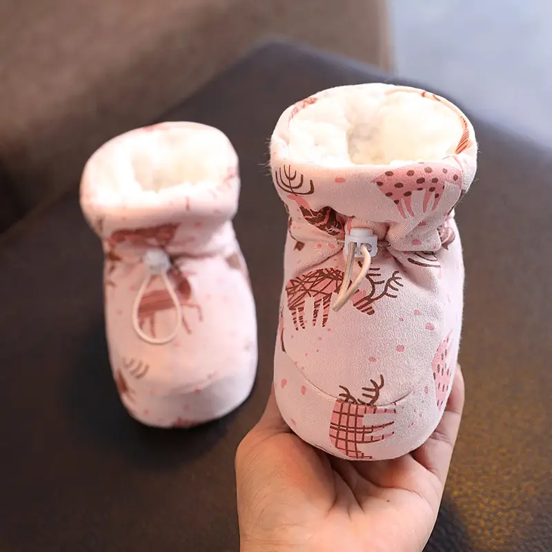 Winter Cotton Baby Shoes White Velvet 3-12M