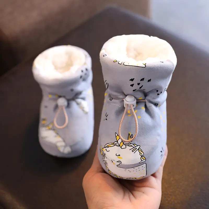Winter Cotton Baby Shoes White Velvet 3-12M