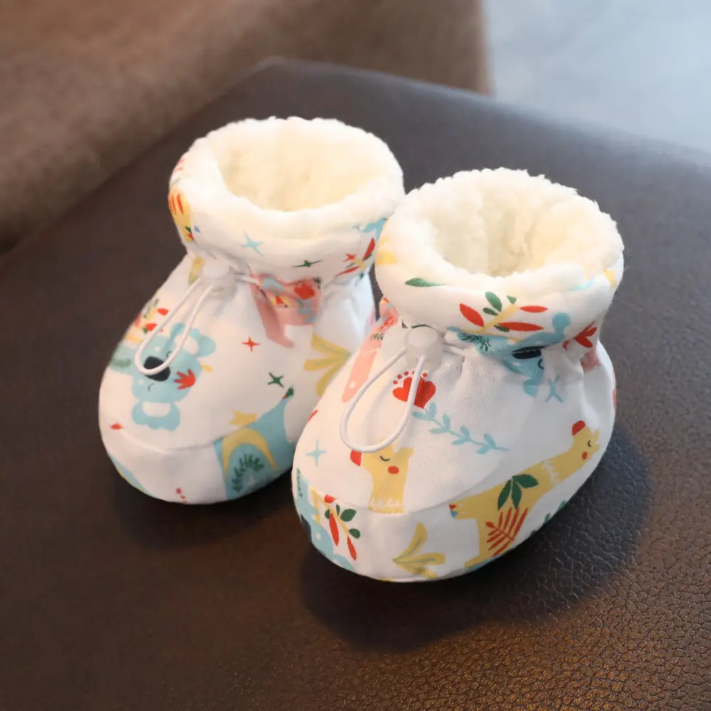 Winter Cotton Baby Shoes White Velvet 3-12M