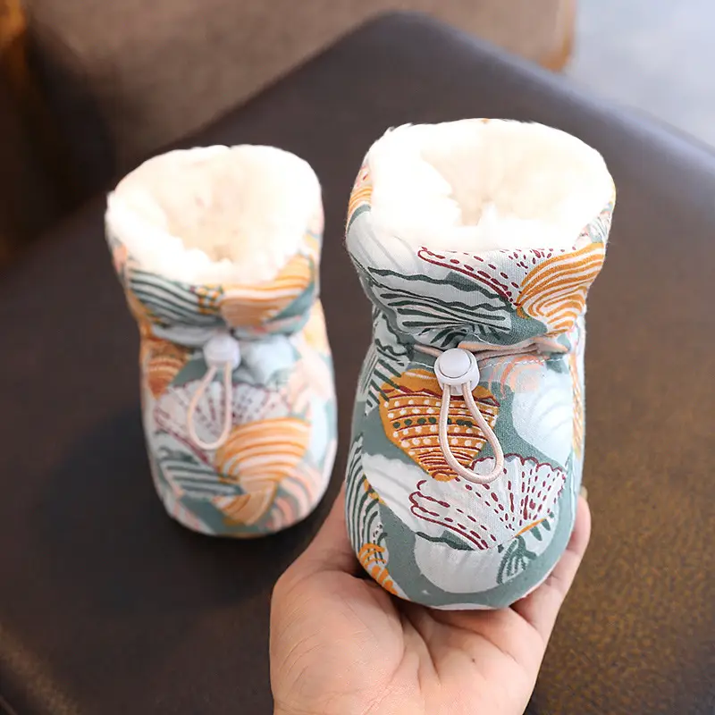 Winter Cotton Baby Shoes White Velvet 3-12M