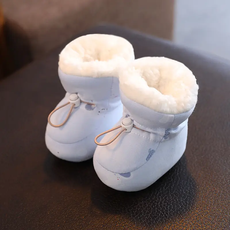 Winter Cotton Baby Shoes White Velvet 3-12M