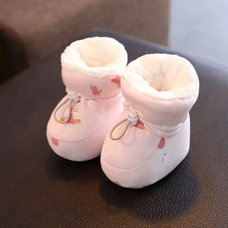 Winter Cotton Baby Shoes White Velvet 3-12M
