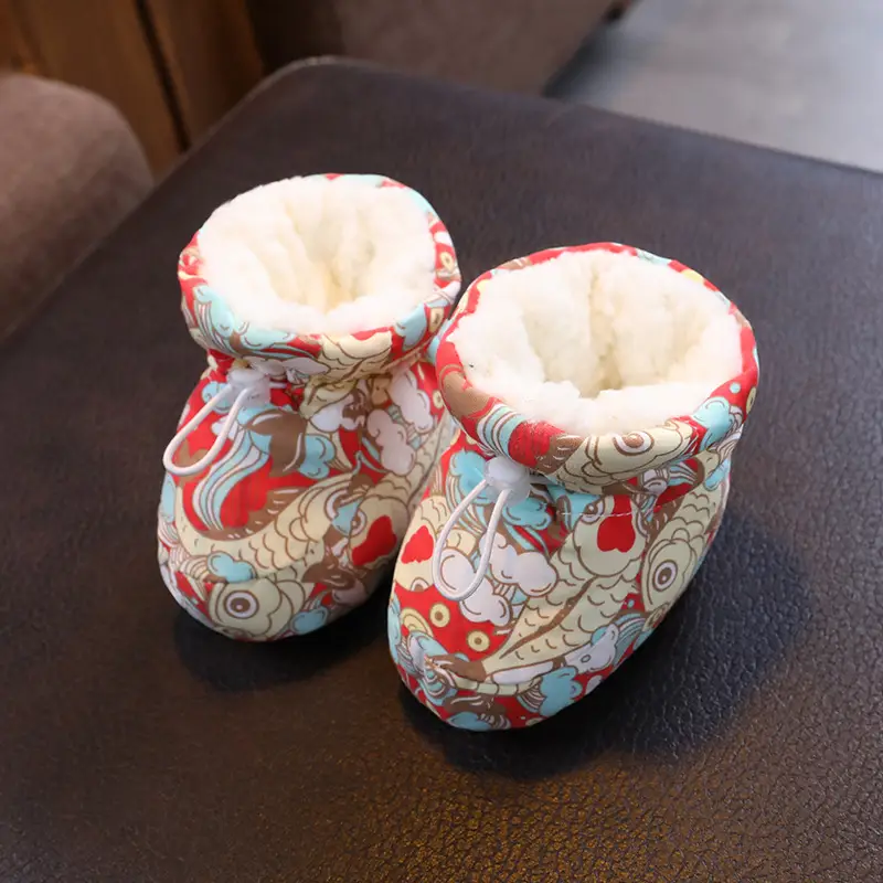 Winter Cotton Baby Shoes White Velvet 3-12M