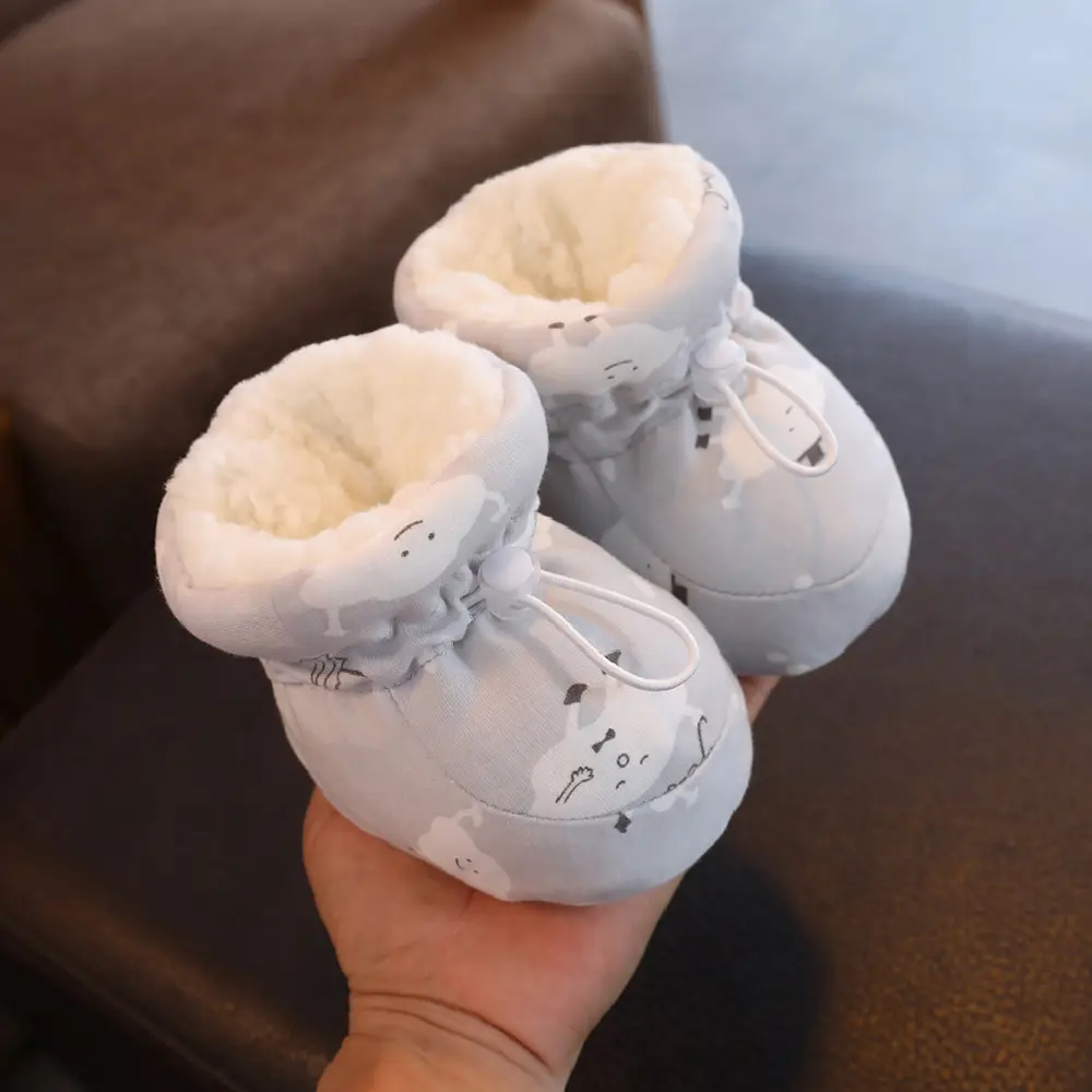 Winter Cotton Baby Shoes White Velvet 3-12M