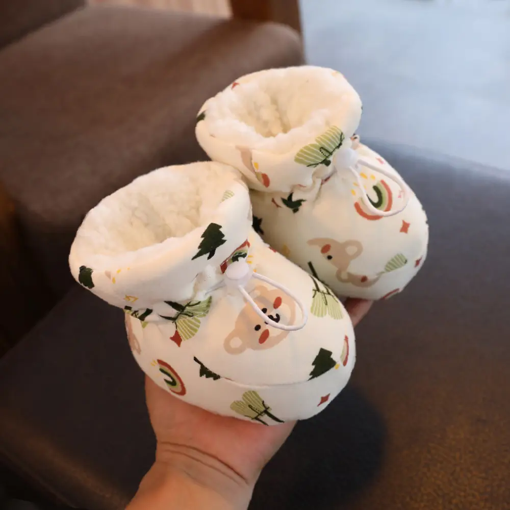 Winter Cotton Baby Shoes White Velvet 3-12M