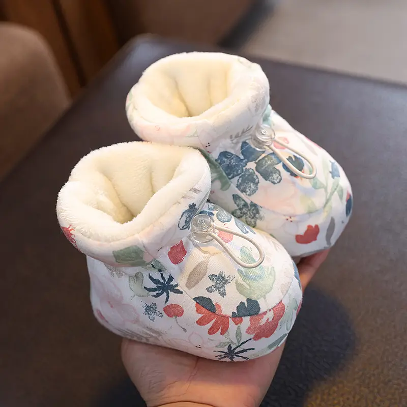 Winter Cotton Baby Shoes White Velvet 3-12M