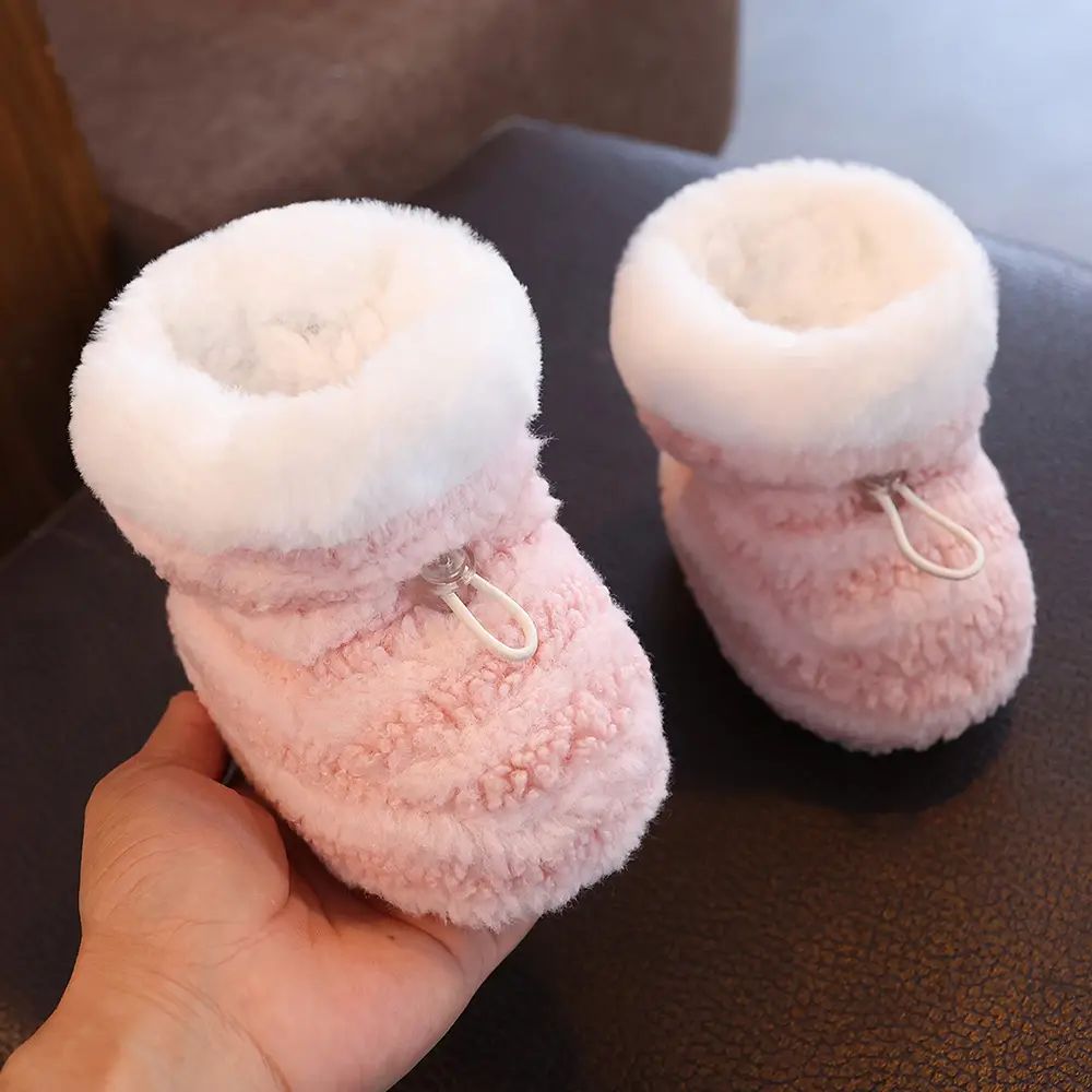 Winter Cotton Baby Shoes White Velvet 3-12M
