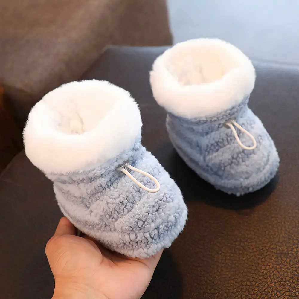 Winter Cotton Baby Shoes White Velvet 3-12M