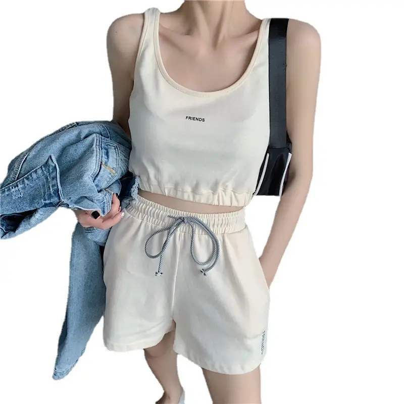 Women's White Cotton Casual Shorts Set Summer Loose Fit - Image 9