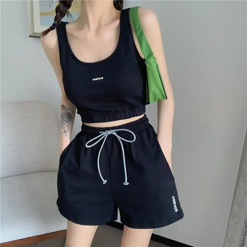 Women's White Cotton Casual Shorts Set Summer Loose Fit — feature 18