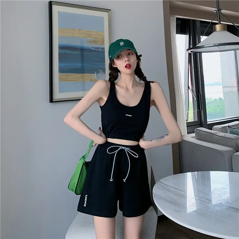 Women's White Cotton Casual Shorts Set Summer Loose Fit — feature 20