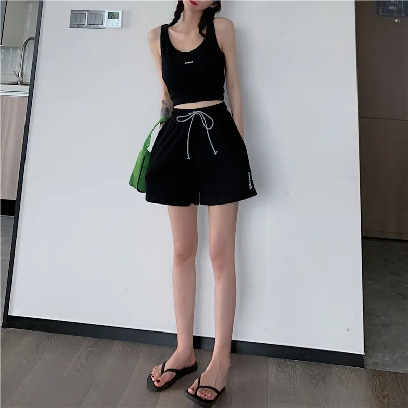 Women's White Cotton Casual Shorts Set Summer Loose Fit — feature 25