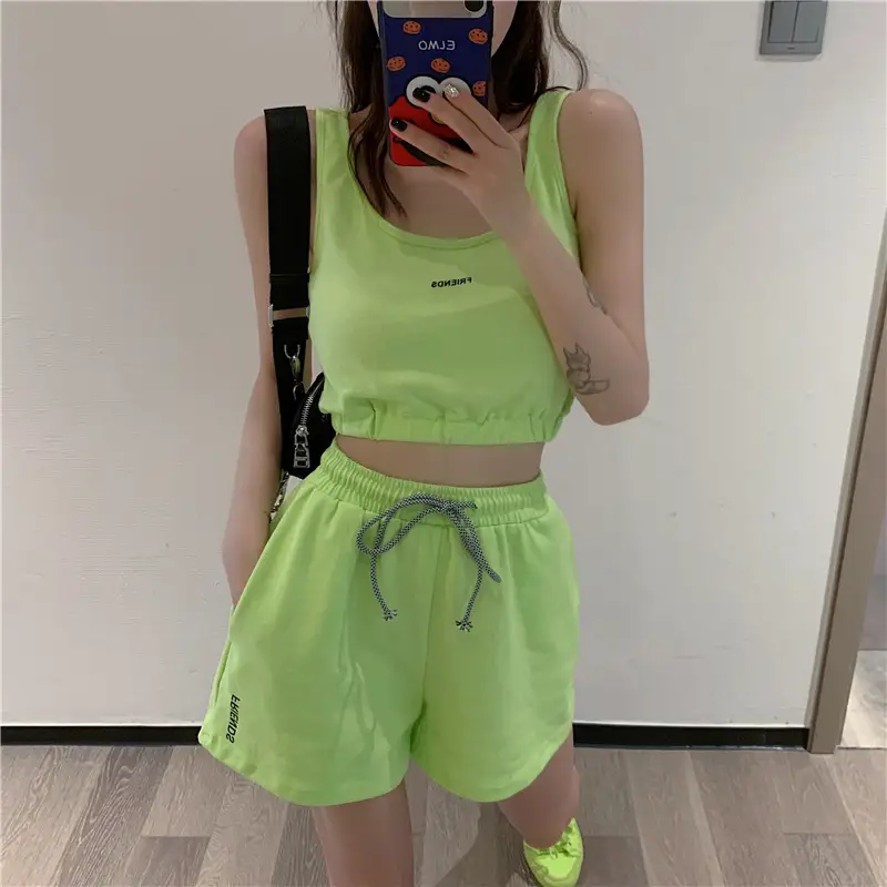Women's White Cotton Casual Shorts Set Summer Loose Fit — feature 26