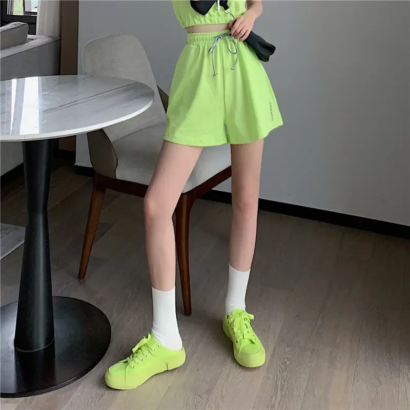Women's White Cotton Casual Shorts Set Summer Loose Fit — feature 32