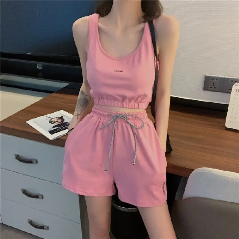 Women's White Cotton Casual Shorts Set Summer Loose Fit - Image 4