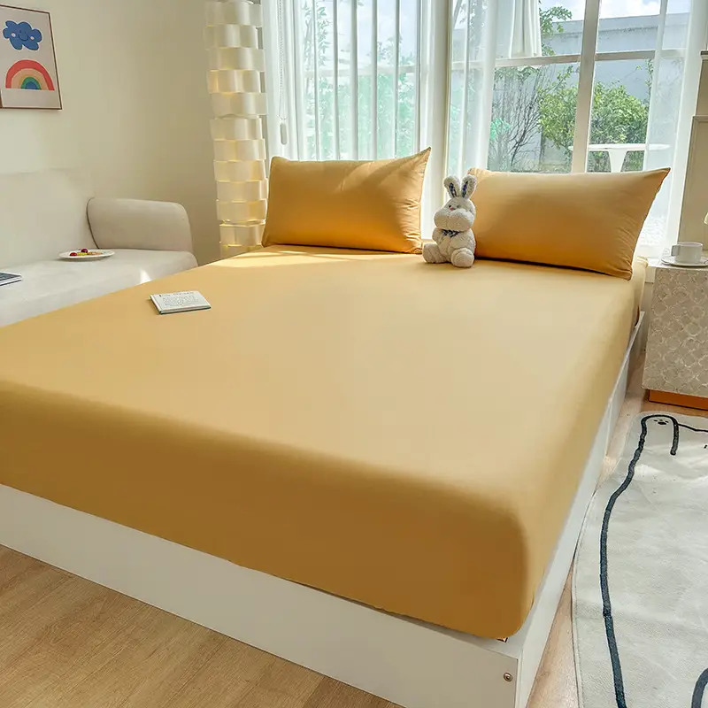 Class A full-enclosed bed hat single-piece thickened mother and infant grade solid color 60 sanding bedspread protective cover dormitory washable cotton