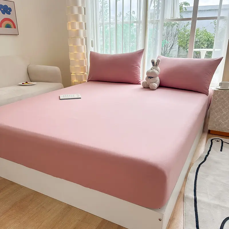Class A full-enclosed bed hat single-piece thickened mother and infant grade solid color 60 sanding bedspread protective cover dormitory washable cotton