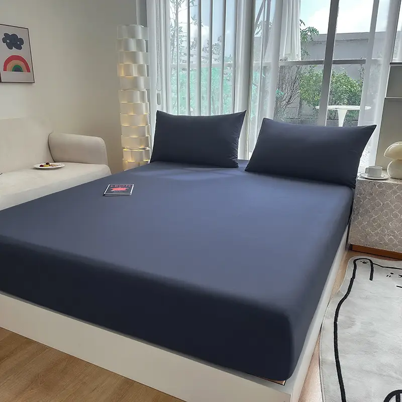 Class A full-enclosed bed hat single-piece thickened mother and infant grade solid color 60 sanding bedspread protective cover dormitory washable cotton