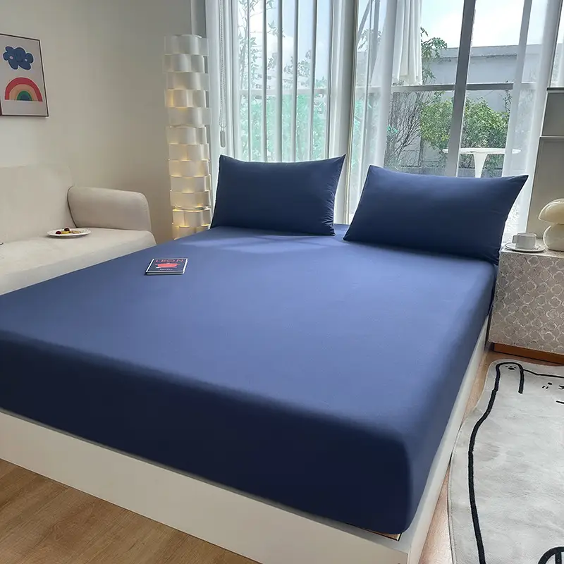 Class A full-enclosed bed hat single-piece thickened mother and infant grade solid color 60 sanding bedspread protective cover dormitory washable cotton