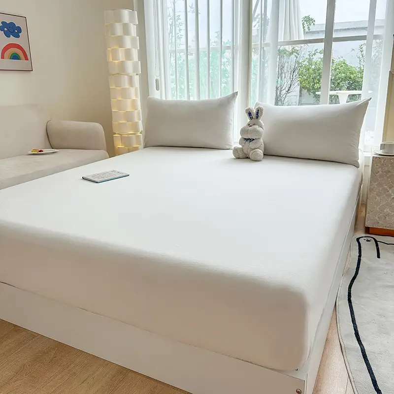 Class A full-enclosed bed hat single-piece thickened mother and infant grade solid color 60 sanding bedspread protective cover dormitory washable cotton