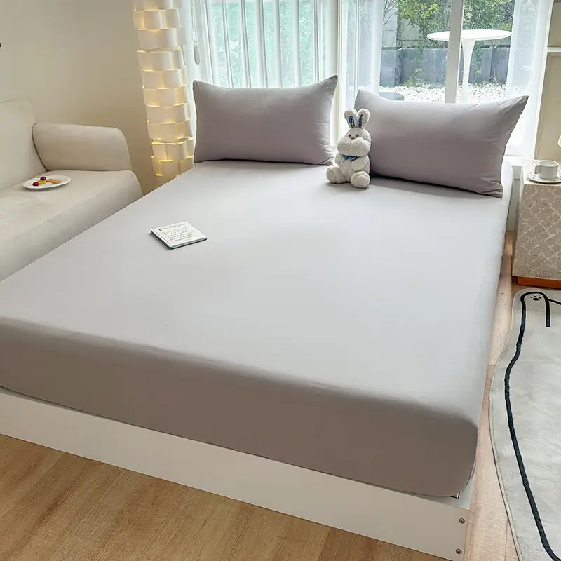 Class A full-enclosed bed hat single-piece thickened mother and infant grade solid color 60 sanding bedspread protective cover dormitory washable cotton