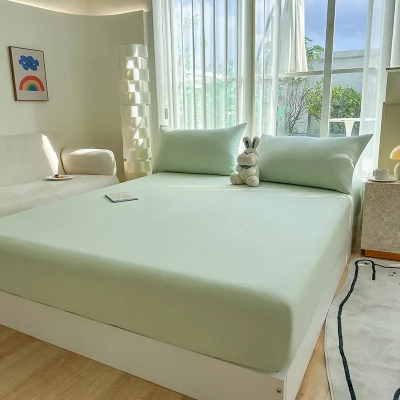 Class A full-enclosed bed hat single-piece thickened mother and infant grade solid color 60 sanding bedspread protective cover dormitory washable cotton