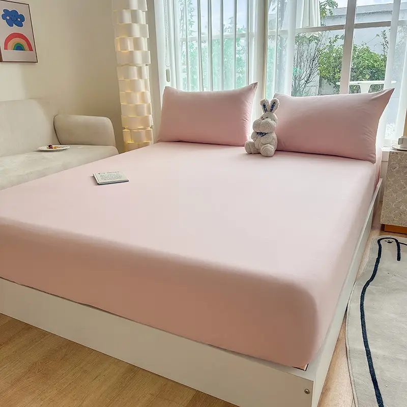 Class A full-enclosed bed hat single-piece thickened mother and infant grade solid color 60 sanding bedspread protective cover dormitory washable cotton