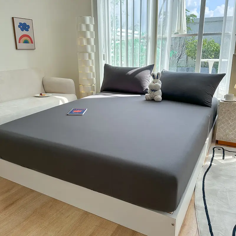 Class A full-enclosed bed hat single-piece thickened mother and infant grade solid color 60 sanding bedspread protective cover dormitory washable cotton