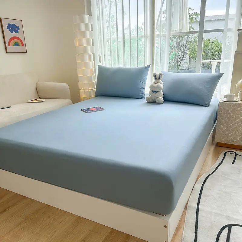 Class A full-enclosed bed hat single-piece thickened mother and infant grade solid color 60 sanding bedspread protective cover dormitory washable cotton