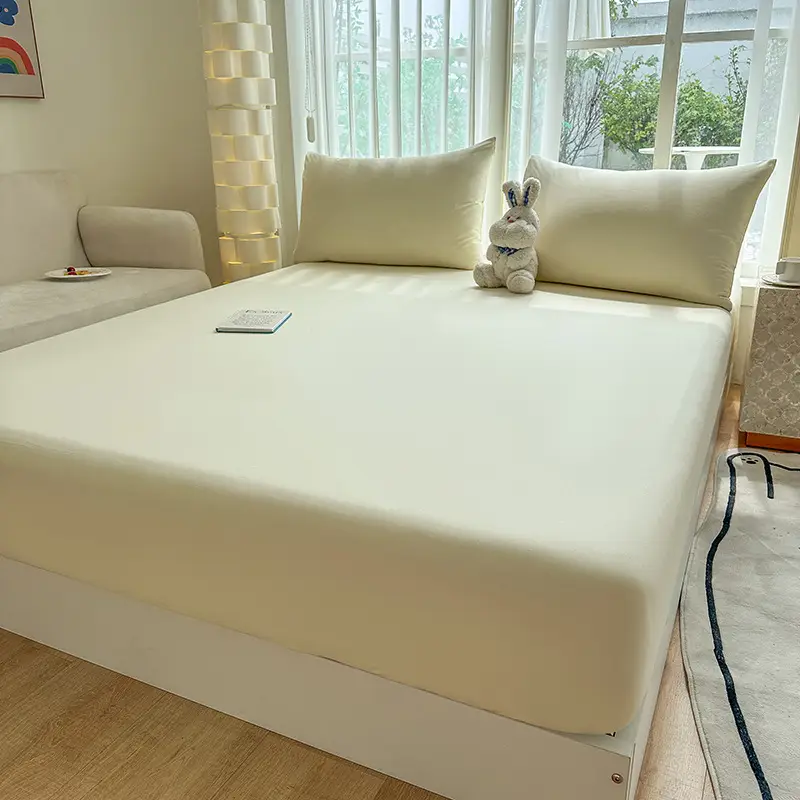 Class A full-enclosed bed hat single-piece thickened mother and infant grade solid color 60 sanding bedspread protective cover dormitory washable cotton