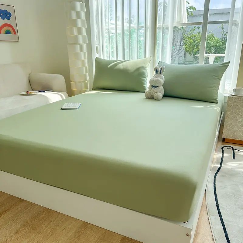 Class A full-enclosed bed hat single-piece thickened mother and infant grade solid color 60 sanding bedspread protective cover dormitory washable cotton