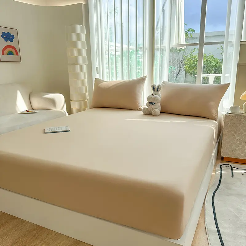 Class A full-enclosed bed hat single-piece thickened mother and infant grade solid color 60 sanding bedspread protective cover dormitory washable cotton