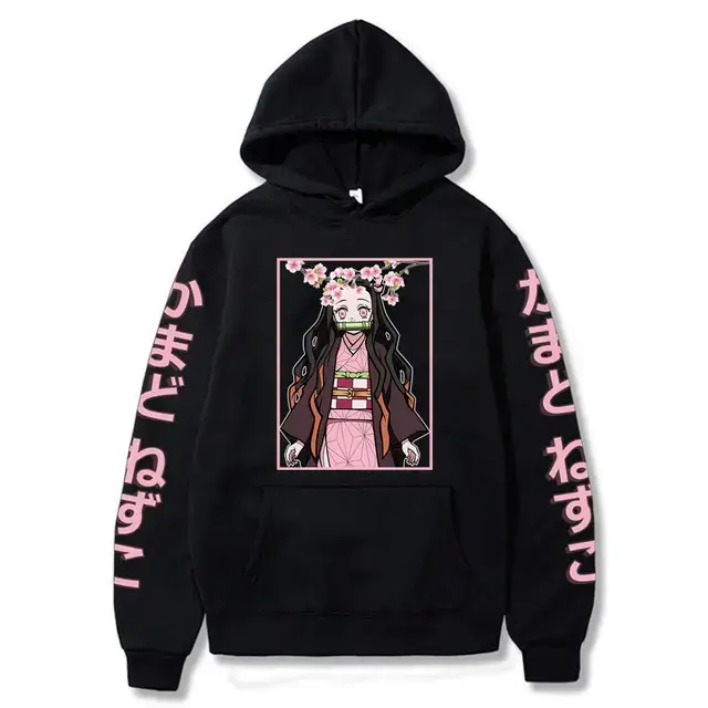 Pink Cross-border Fleece Hoodie for Men with Anime Print