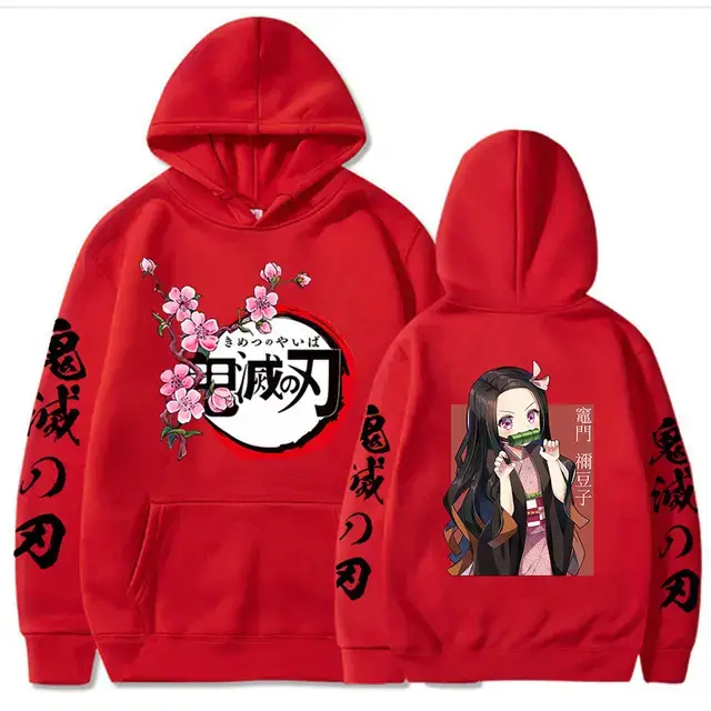 Pink Cross-border Fleece Hoodie for Men with Anime Print