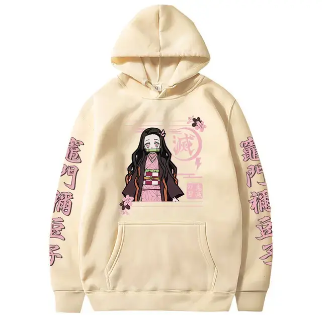 Pink Cross-border Fleece Hoodie for Men with Anime Print