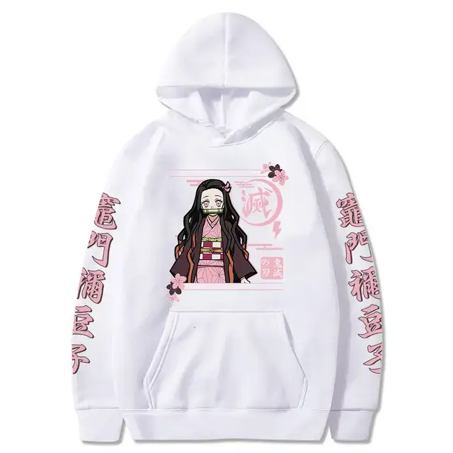 Pink Cross-border Fleece Hoodie for Men with Anime Print