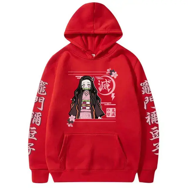 Pink Cross-border Fleece Hoodie for Men with Anime Print