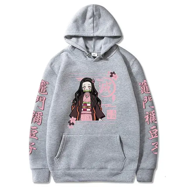 Pink Cross-border Fleece Hoodie for Men with Anime Print
