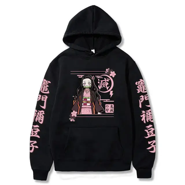Pink Cross-border Fleece Hoodie for Men with Anime Print