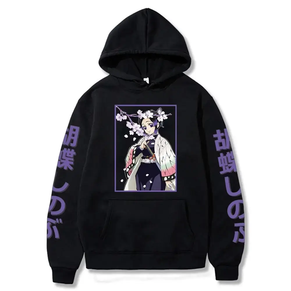 Pink Cross-border Fleece Hoodie for Men with Anime Print